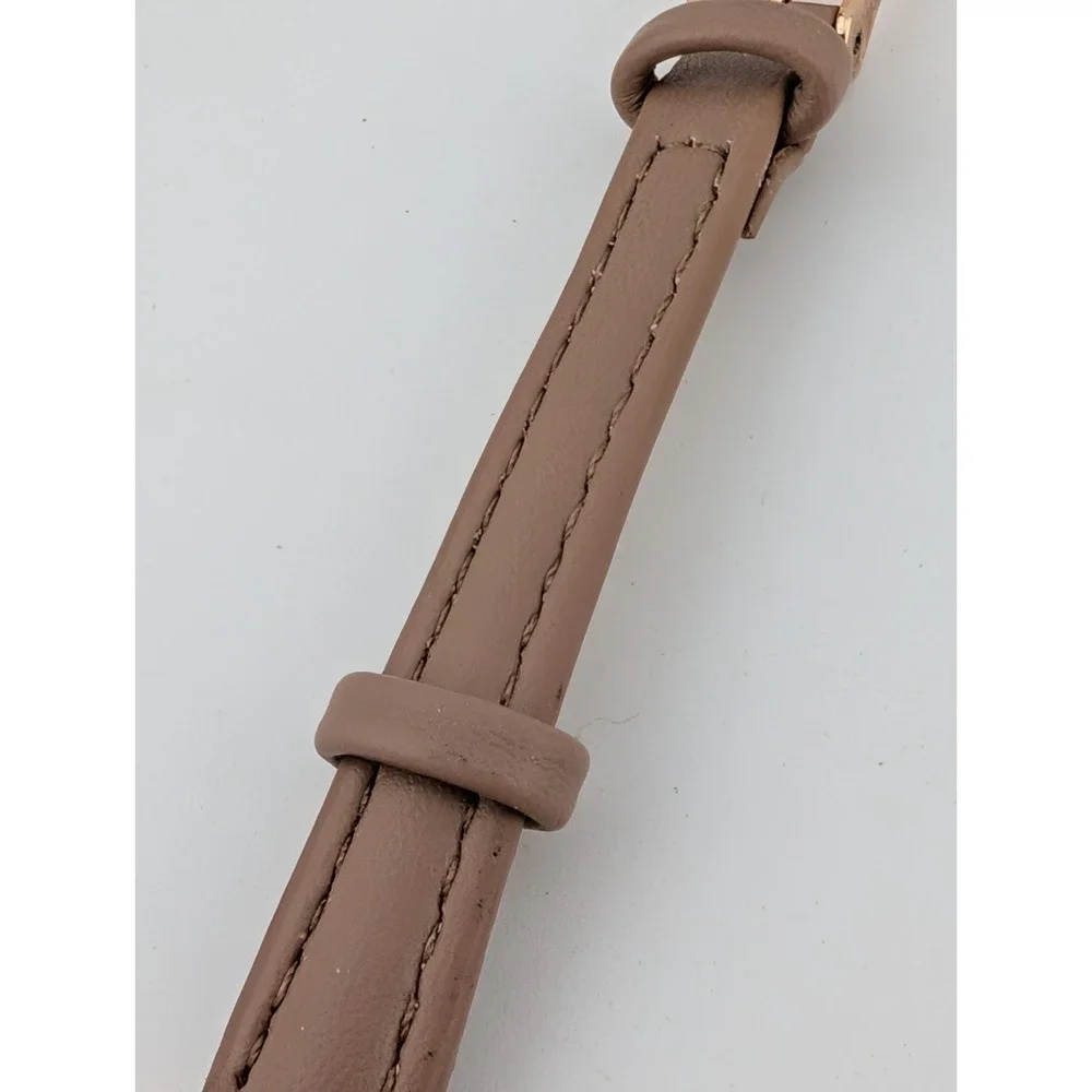 Ellen Tracy Watch Women 22mm Rose Gold Case Beige Faux Leather Band- New Battery